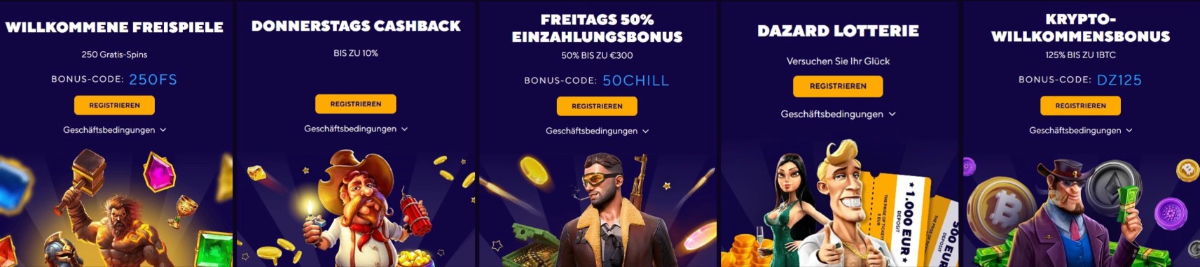 Dazard Casino Aktionen & Prämien