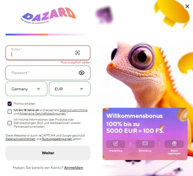 Dazard Casino registrierung